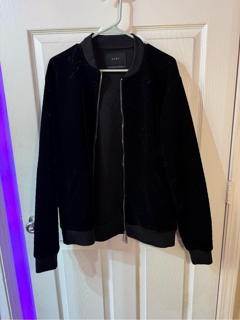 ZARA Black Velvet Bomber Jacket